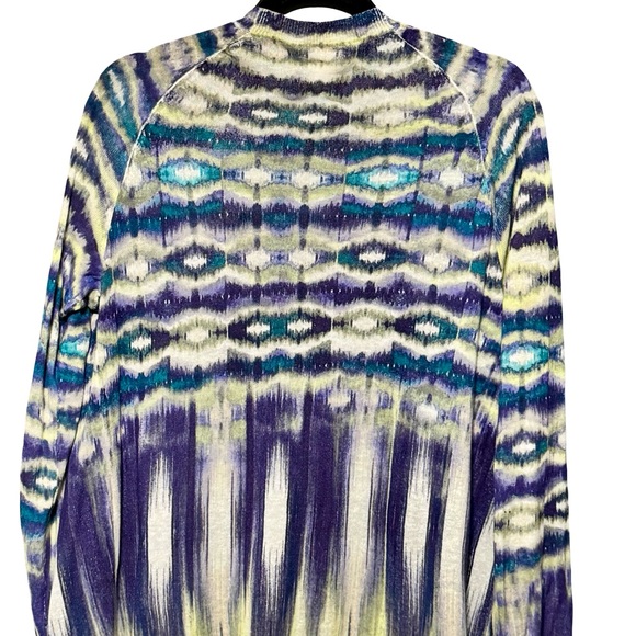 Chicos Linen Cotton Longline Colorful Longsleeve Lightweight Open Front Cardigan - Picture 8 of 11